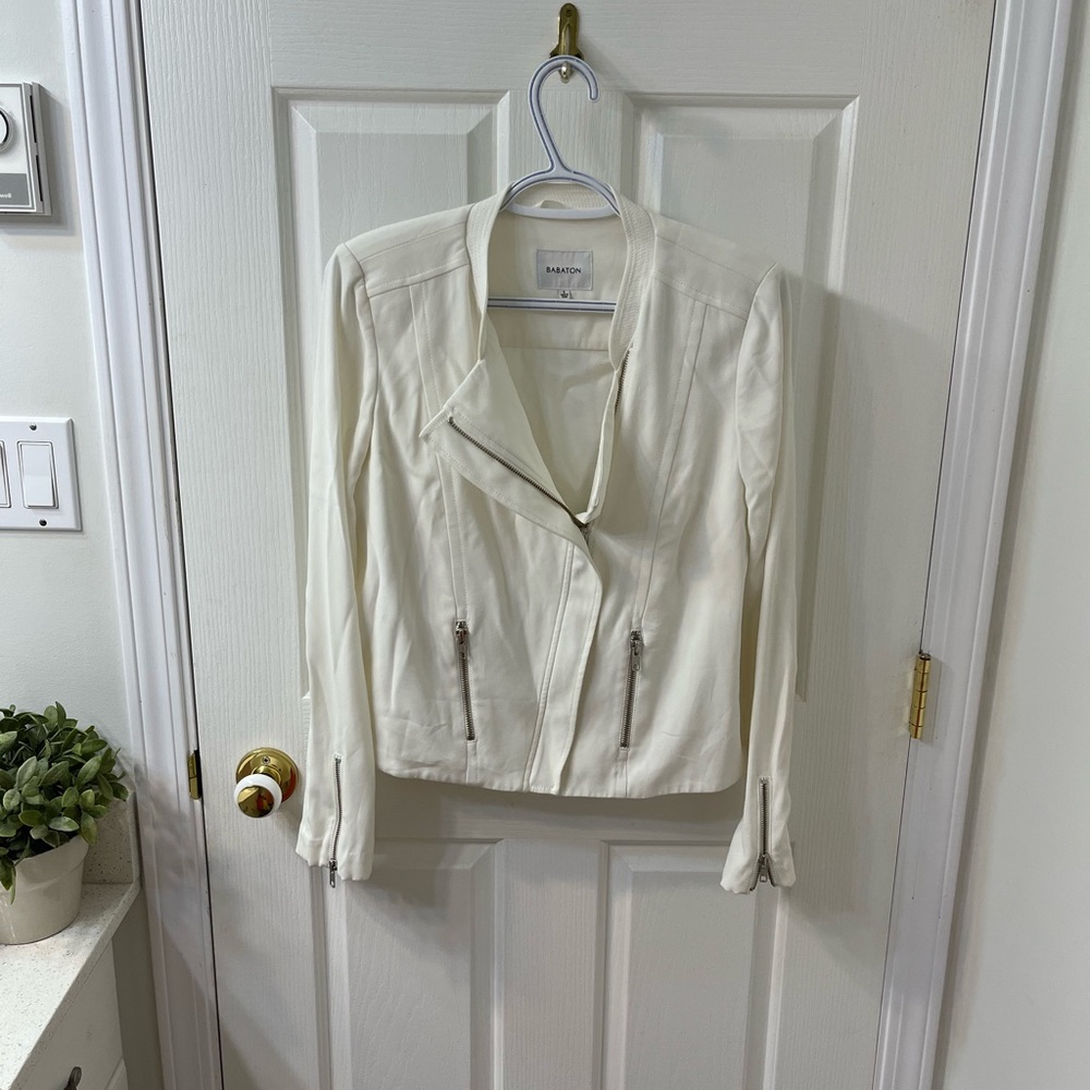 Babaton white moto jacket size M